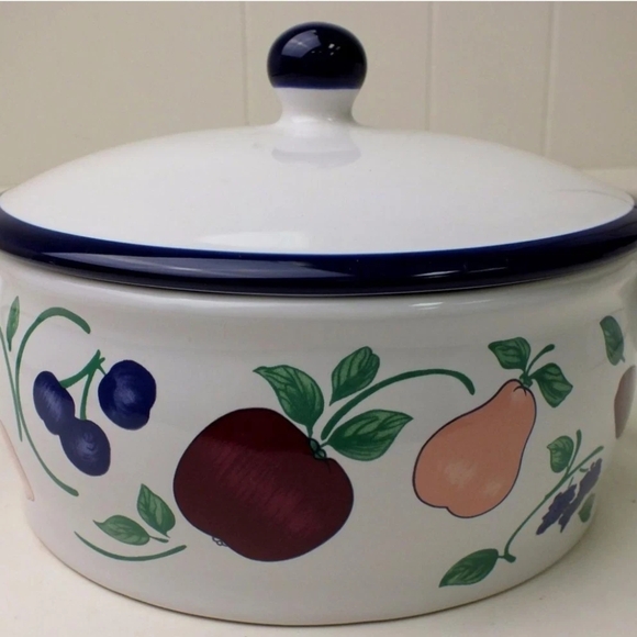 2qt Princess House White and Blue Ceramic Casserole with...